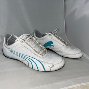 Puma Women's White and Teal Sneakers